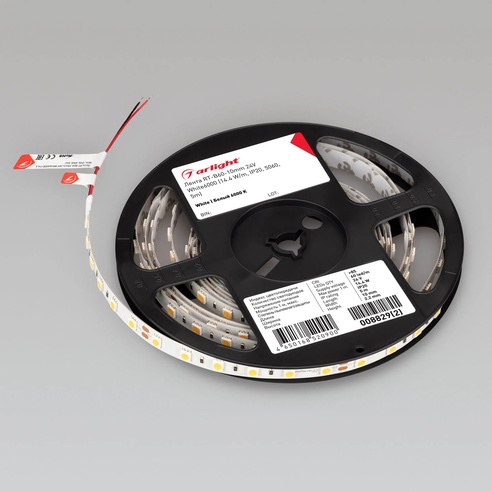 Лента светодиодная RT-B60-10mm 24V White6000 (14.4 W/m, IP20, 5060, 5m) (Arlight, 14.4 Вт/м, IP20)