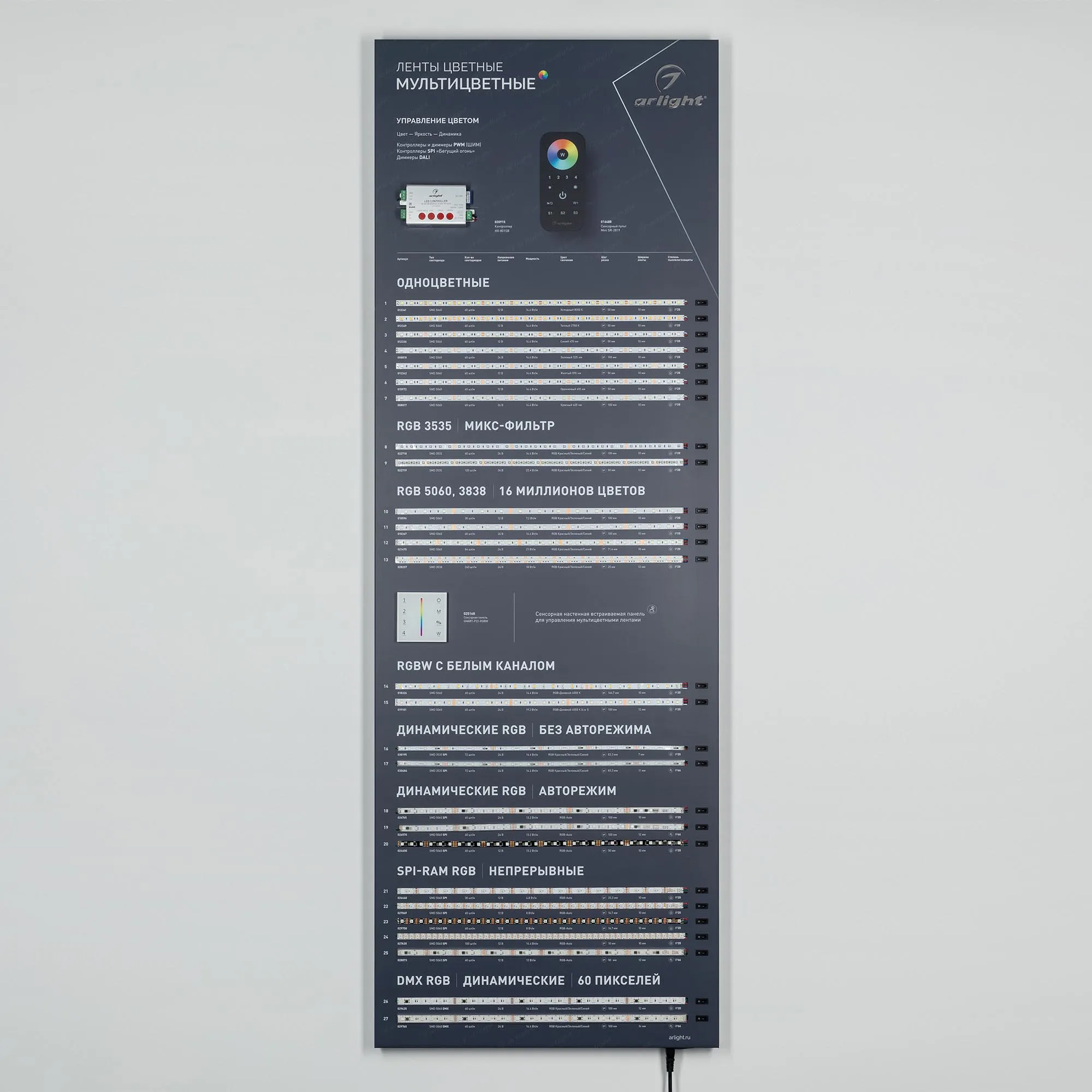 Стенд Ленты Мультицветные RGB RT-LUX-E4-1760x600mm (v.2, DB 3мм, пленка, подсветка) (Arlight, -) - изображение товара