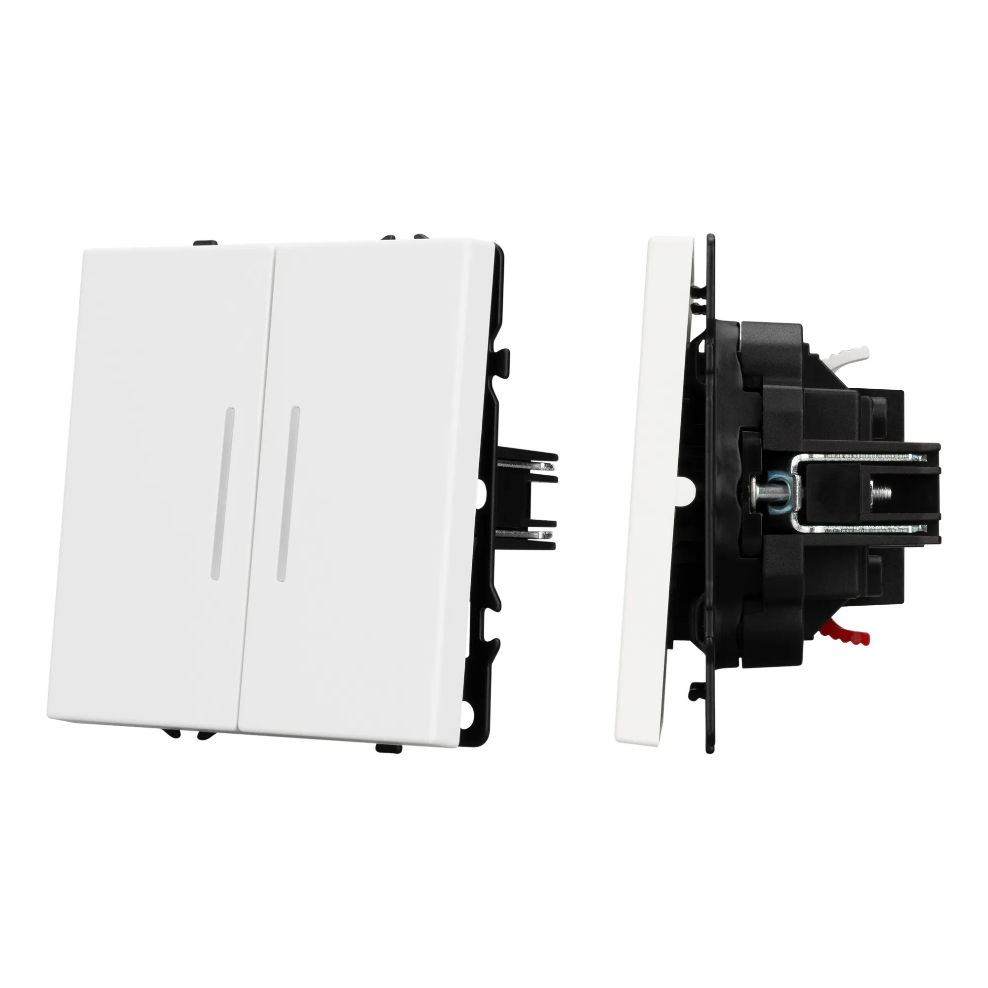 Механизм выключателя двухклавишный проходной LED SWT-NOBE-MKP2-SFPL-L-WH (230V, 10A) (Arlight, -)