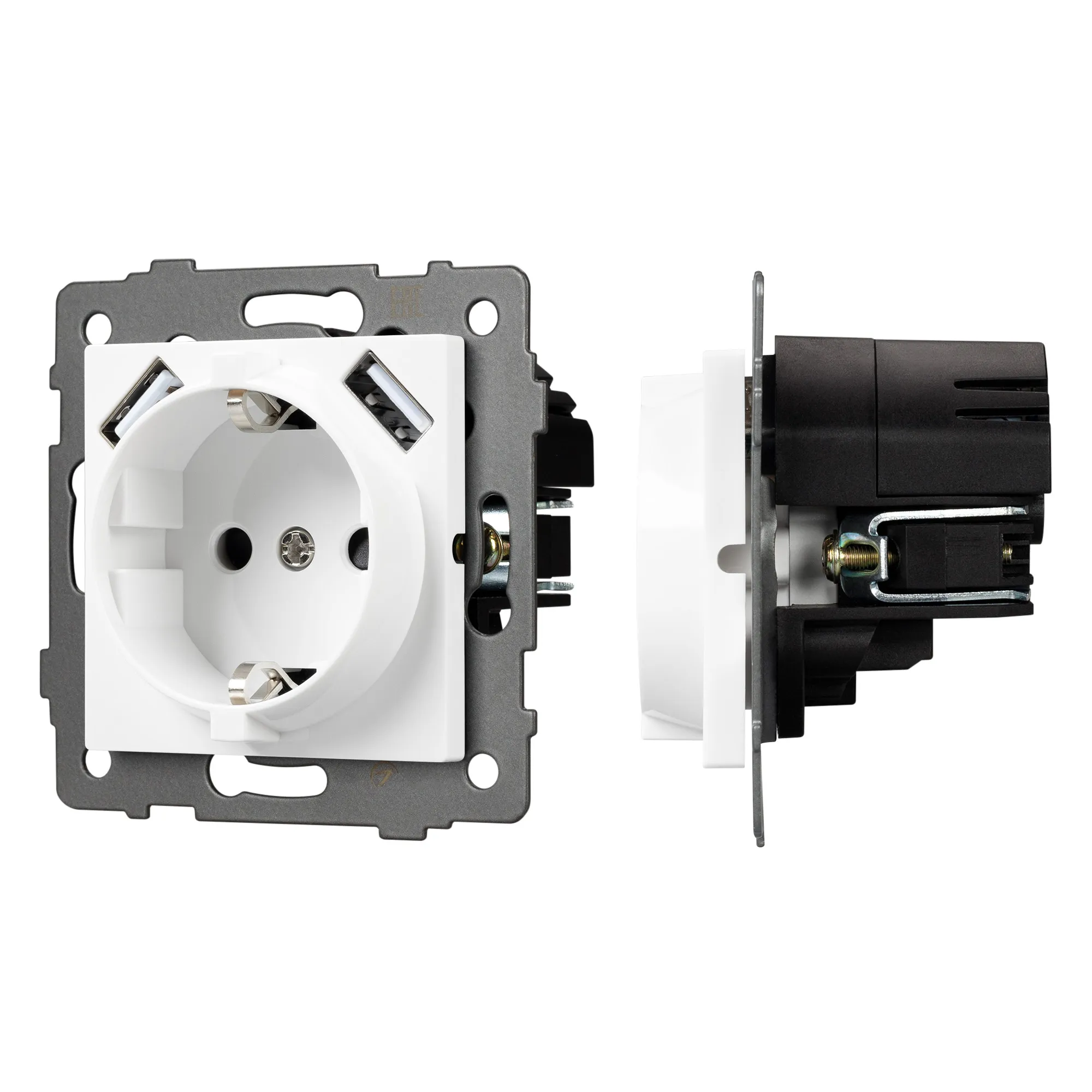 Механизм розетки с USB зарядкой SCT-MUAA-PL-WH-V (250V, 16A) (Arlight, -) - изображение товара