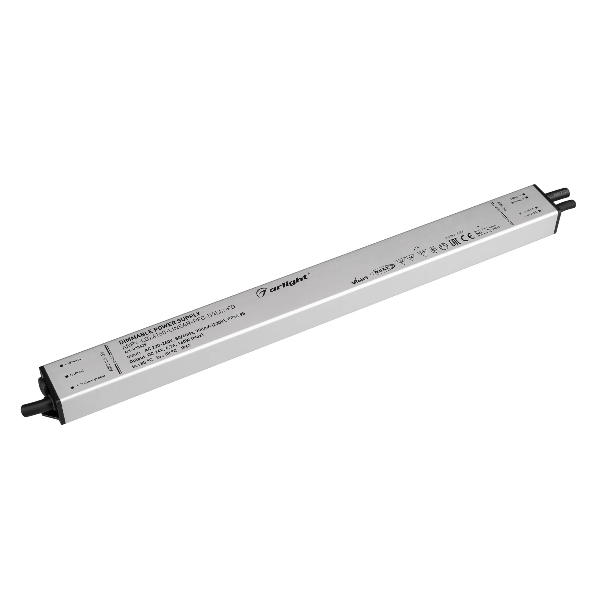 Блок питания ARPV-LG24160-LINEAR-PFC-DALI2-PD (24V, 6.7A, 160W) (Arlight, IP67 Металл, 5 лет) - изображение товара