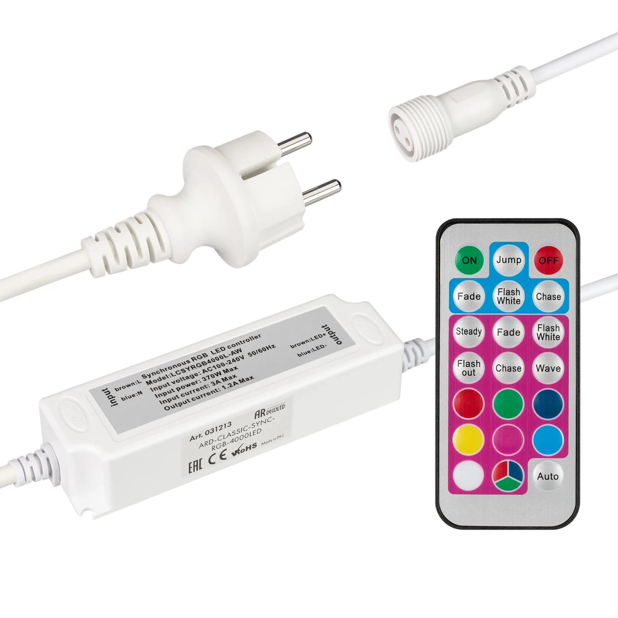 Контроллер ARD-CLASSIC-SYNC-RGB-4000LED White (230V, 370W, RF ПДУ) (Ardecoled, Закрытый) - изображение товара