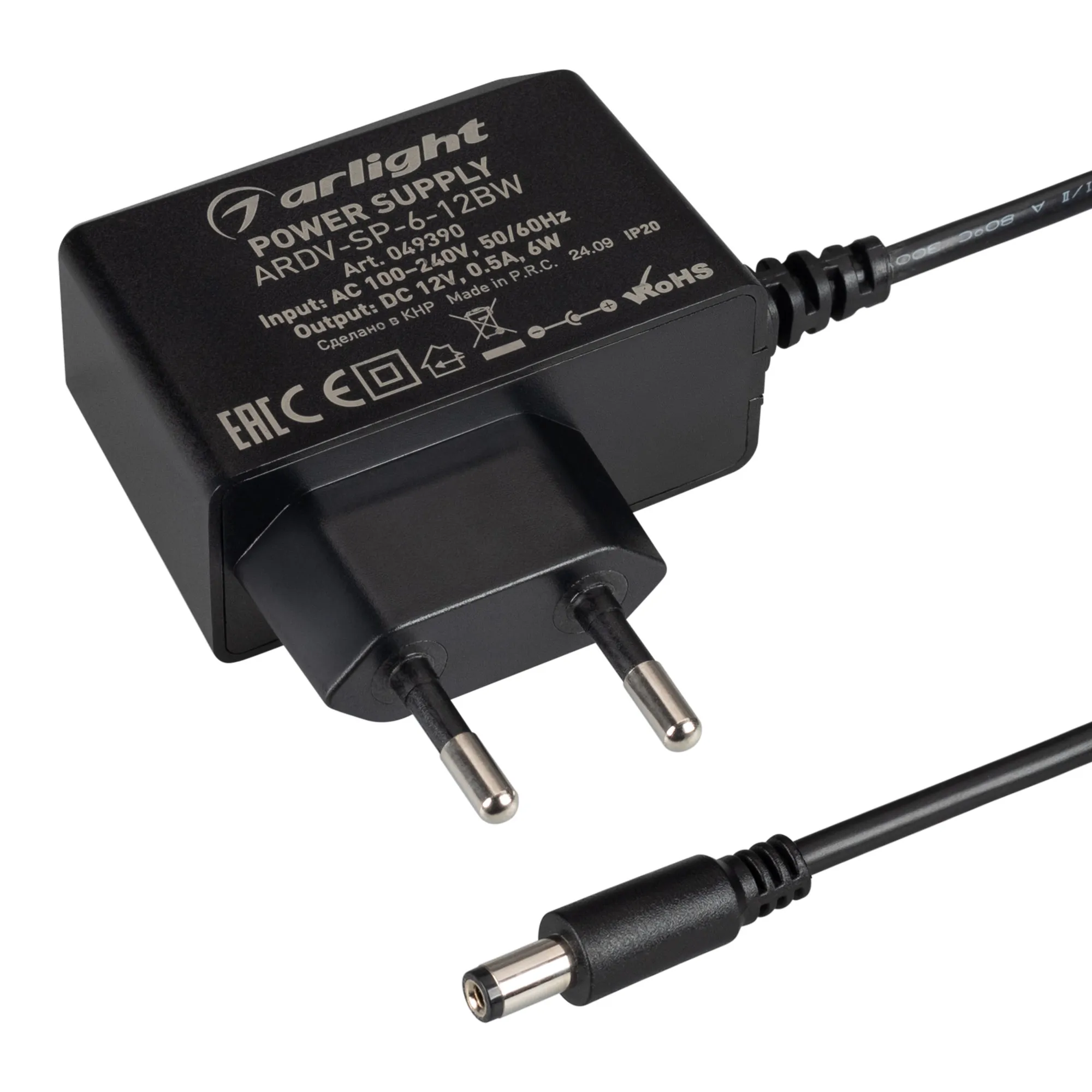 Блок питания ARDV-SP-6-12BW (12V, 0.5A, 6W) (Arlight, Адаптер, 5 лет) - изображение товара